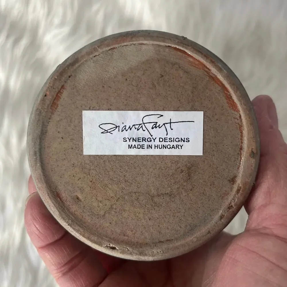 Diana Fayt Synergy Designs signed artisan pottery vase made in Hungary